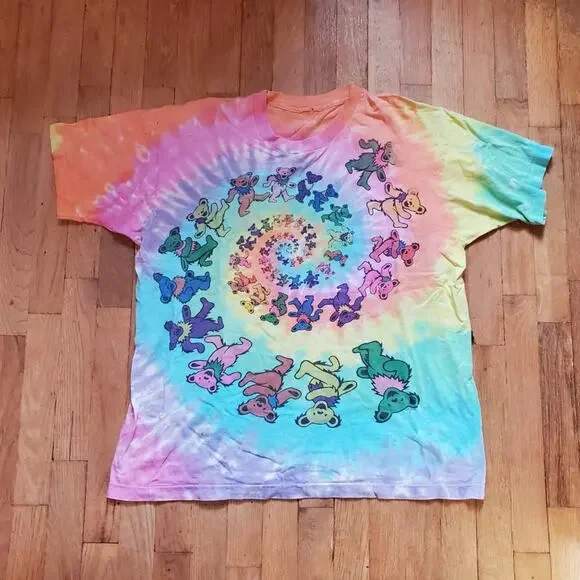 Vintage 1989 Single Stitch Tie Dye Classic Grateful Dead Bear Graphic T Shirt - Picture 15 of 15